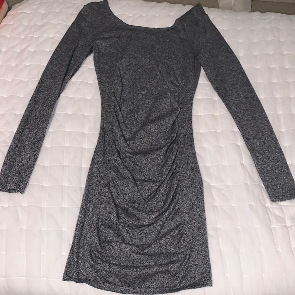 Express Gray Long Sleeve Bodycon Dress